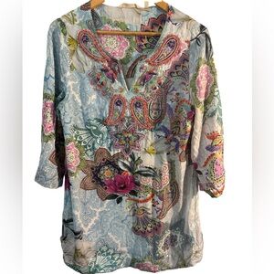 Soft Surroundings Florent Tunic Beaded embellished Blouse Swim Cover Medium